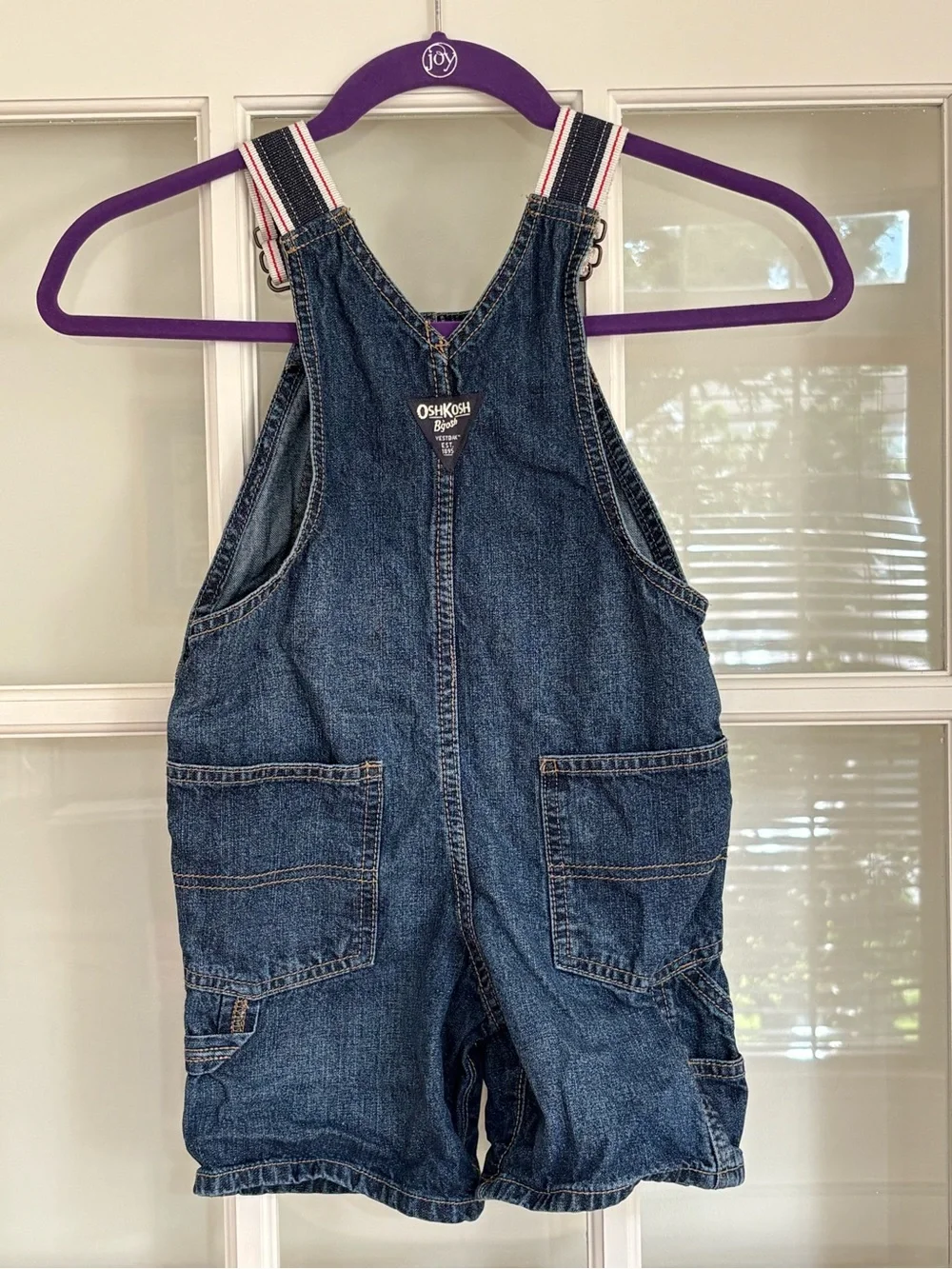 OSHKOSH B'GOSH Toddler Boys Denim Shortalls with Striped Straps - 4T
